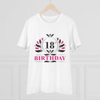 Men's PC Cotton 18th Birthday Printed T Shirt (Color: White, Thread Count: 180GSM)