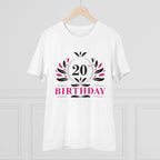 Men's PC Cotton 20th Birthday Printed T Shirt (Color: White, Thread Count: 180GSM)