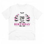 Men's PC Cotton 20th Birthday Printed T Shirt (Color: White, Thread Count: 180GSM)