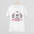 Men's PC Cotton 40th Birthday Printed T Shirt (Color: White, Thread Count: 180GSM)