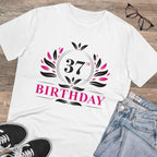 Men's PC Cotton 37th Birthday Printed T Shirt (Color: White, Thread Count: 180GSM)