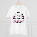 Men's PC Cotton 34th Birthday Printed T Shirt (Color: White, Thread Count: 180GSM)