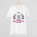Men's PC Cotton 32nd Birthday Printed T Shirt (Color: White, Thread Count: 180GSM)