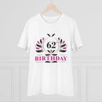 Men's PC Cotton 62nd Birthday Printed T Shirt (Color: White, Thread Count: 180GSM)