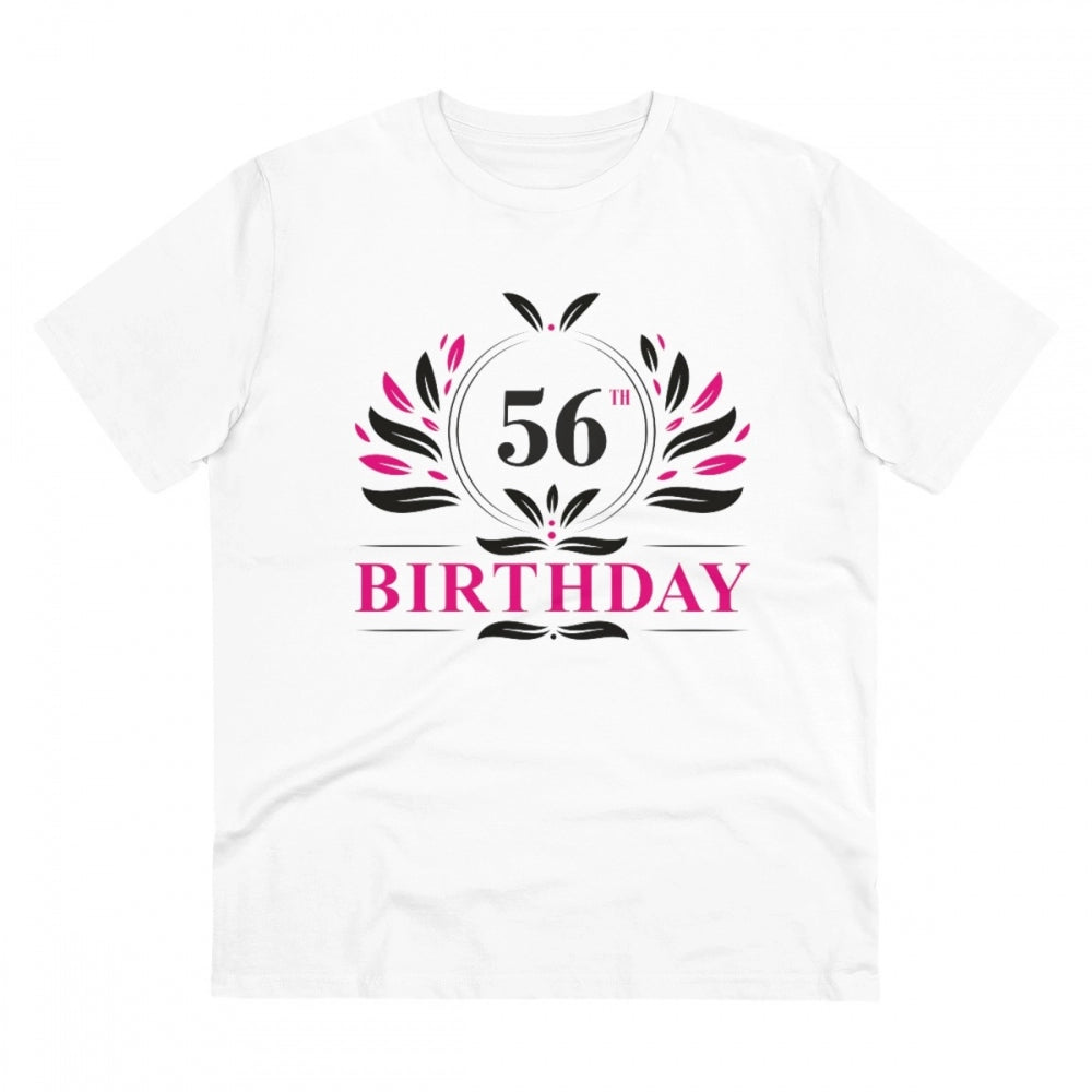 Men's PC Cotton 56th Birthday Printed T Shirt (Color: White, Thread Count: 180GSM)