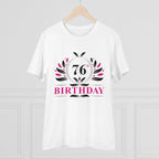 Men's PC Cotton 76th Birthday Printed T Shirt (Color: White, Thread Count: 180GSM)