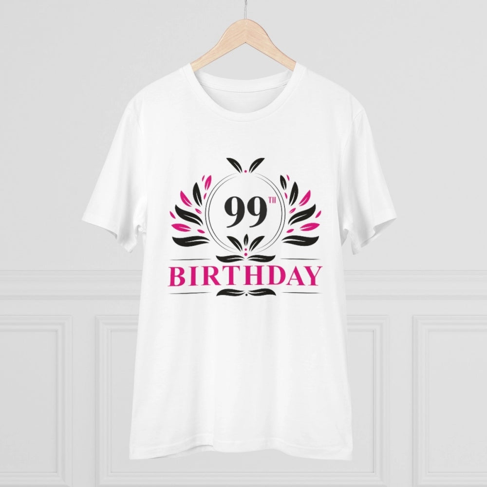 Men's PC Cotton 99th Birthday Printed T Shirt (Color: White, Thread Count: 180GSM)