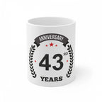 Ceramic 43rd Anniversary Printed Coffee Mug (Color: White, Capacity:330ml)