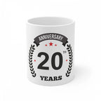 Ceramic 20th Anniversary Printed Coffee Mug (Color: White, Capacity:330ml)