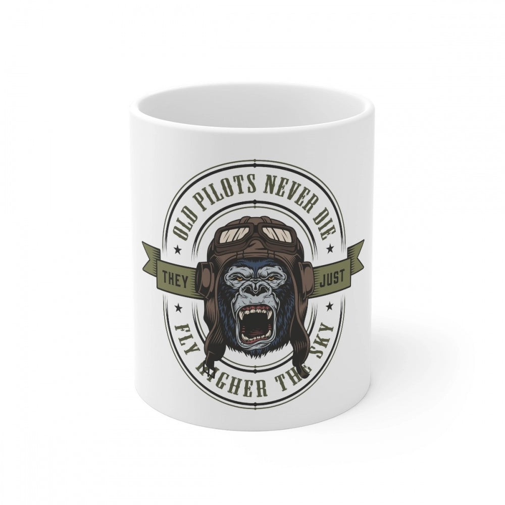 Ceramic Gorila Desing Printed Coffee Mug (Color: White, Capacity:330ml)