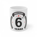 Ceramic 6th Anniversary Printed Coffee Mug (Color: White, Capacity:330ml)