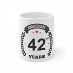 Ceramic 42nd Anniversary Printed Coffee Mug (Color: White, Capacity:330ml)