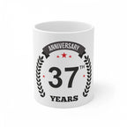 Ceramic 37th Anniversary Printed Coffee Mug (Color: White, Capacity:330ml)