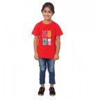 Girls Cotton Cat Half Sleeve TShirt (Red)