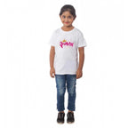 Girls Cotton Princess Half Sleeve TShirt (White)