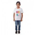 Girls Cotton Cat Half Sleeve TShirt (White)