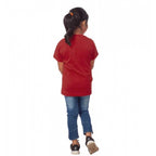 Girls Cotton Panda Glass Half Sleeve TShirt (Maroon)