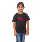 Girls Cotton Princess Half Sleeve TShirt (Black)
