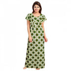 Women's Cotton Printed Maxi Nighty (Green)
