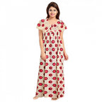 Women's Cotton Printed Maxi Nighty (Red)