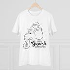 Men's PC Cotton Ganesh Printed T Shirt (Color: White, Thread Count: 180GSM)