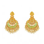 Women's Rose Gold Plated Alloy Kundan Earrings &amp; Mangtikka (Green)