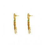 Women's Rose Gold Plated Alloy Kundan Earrings &amp; Mangtikka (Red &amp; Green)