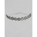 Women's Rose Gold Plated Alloy Choker (Silver &amp; Black)