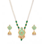 Women's Rose Gold Plated Alloy Necklace &amp; Earings Set (Green)