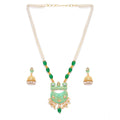 Women's Rose Gold Plated Alloy Necklace &amp; Earings Set (Green)