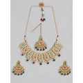 Women's Rose Gold Plated Alloy Necklace &amp; Earings Set (Light Green)