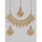Women's Rose Gold Plated Alloy Necklace &amp; Earings Set (Pink)