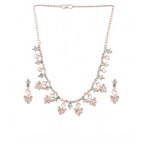 Women's Rose Gold Plated Brass Necklace &amp; Earings Set (Gold)