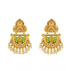 Women's Rose Gold Plated Alloy Kundan Earrings &amp; Mangtikka (Green)