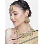 Women's Rose Gold Plated Alloy Necklace &amp; Earings Set (Light Green)