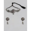 Women's Rose Gold Plated Alloy Necklace &amp; Earings Set (Silver)