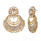 Women's Rose Gold Plated Alloy Kundan Earrings &amp; Mangtikka (White)