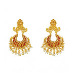 Women's Rose Gold Plated Alloy Kundan Earrings &amp; Mangtikka (Maroon)