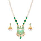 Women's Rose Gold Plated Alloy Necklace &amp; Earings Set (Green)