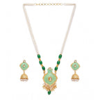 Women's Rose Gold Plated Alloy Necklace &amp; Earings Set (Green)