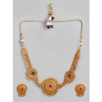 Women's Rose Gold Plated Alloy Necklace &amp; Earings Set (Multicolor)