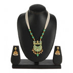 Women's Rose Gold Plated Alloy Necklace &amp; Earings Set (Green)