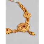 Women's Rose Gold Plated Alloy Necklace &amp; Earings Set (Gold)