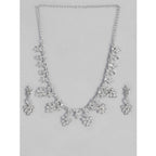Women's Rose Gold Plated Brass Necklace &amp; Earings Set (Silver)