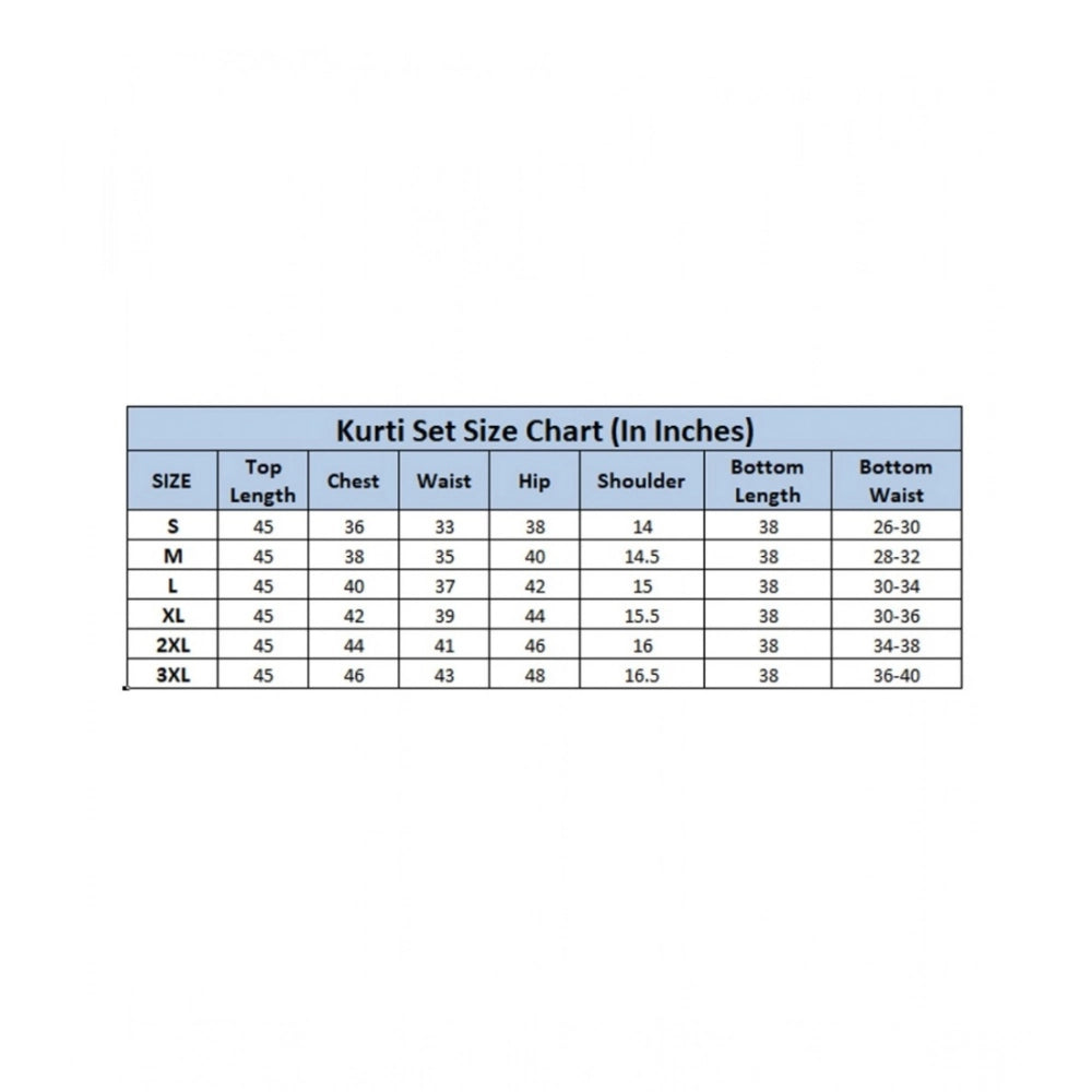 Women's Cotton Blend Printed Kurti With Pant Dupatta Set (Rust)