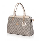 Women's Faux Leather Printed Handbag (Beige)