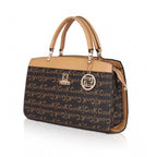 Women's Faux Leather Printed Handbag (Camel)