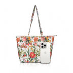 Women's Faux Leather Printed Tote Bag (White Orang)