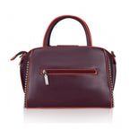 Women's Faux Leather Metal Beads Handbag (Wine Red)