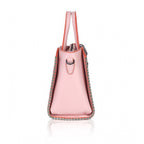 Women's Faux Leather Metal Beads Handbag (Pink)
